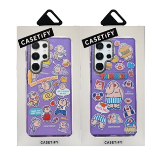 CASETIFY เคสโทรศัพท์มือถือแบบนิ่ม TPU ใส กันกระแทก แต่งกลิตเตอร์ สีม่วง พร้อมกล่องบรรจุ สําหรับ Samsung Galaxy S23 Ultra Plus S22 Ultra