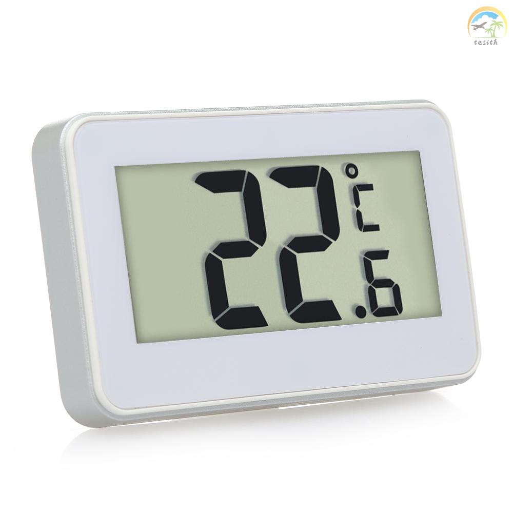 Aote1 เครื่องวัดอุณหภูมิตู้เย็น ดิจิทัล LCD เครื่องวัดอุณหภูมิตู้เย็น ช่องแช่แข็ง พร้อมขาตั้ง ปรับได้ แม่เหล็ก แจ้งเตือน น้ําค้างแข็ง ใช้ในบ้าน