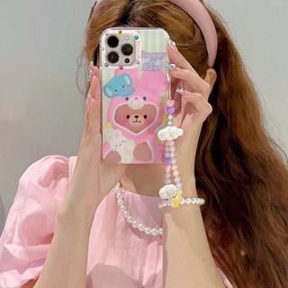 เคสโทรศัพท์มือถือ กันลื่น ลายการ์ตูน พร้อมสายโซ่คล้อง สําหรับ iPhone 14Pro max 14ProiPhone 14 iPhone13 Pro iPhone 13Pro max iPhone12 Pro 11 Airpods 1 2 Pro 3