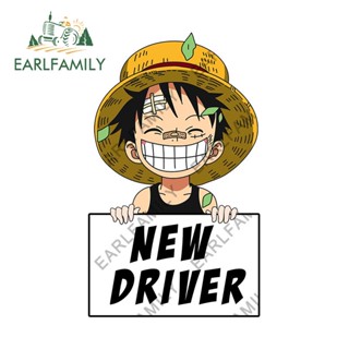 Earlfamily สติกเกอร์ ลายกราฟฟิตี้ One Piece Luffy กันน้ํา ขนาด 13 ซม. x 7.9 ซม. สําหรับติดตกแต่งหน้าต่างรถยนต์ รถจักรยานยนต์