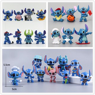 ตุ๊กตาฟิกเกอร์ Disney Lilo &amp; Stitch Mini Q Version Stitch ของเล่นสําหรับเด็ก