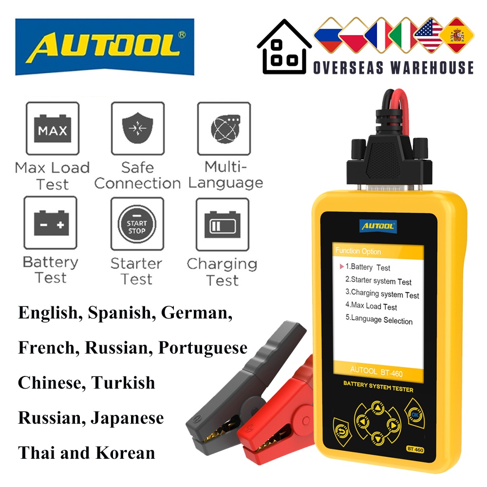 Autool เครื่องทดสอบแบตเตอรี่รถยนต์ BT460 12V 24V