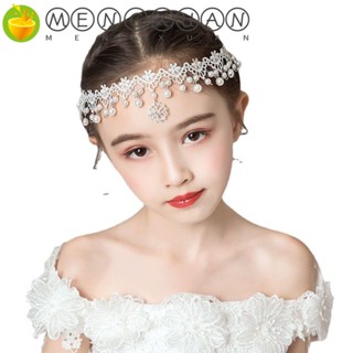 Mengxuan ผ้าโพกศีรษะเด็กปาร์ตี้ Kawaii มุกเจ้าหญิงจี้หวานหน้าผากพวงกุญแจ