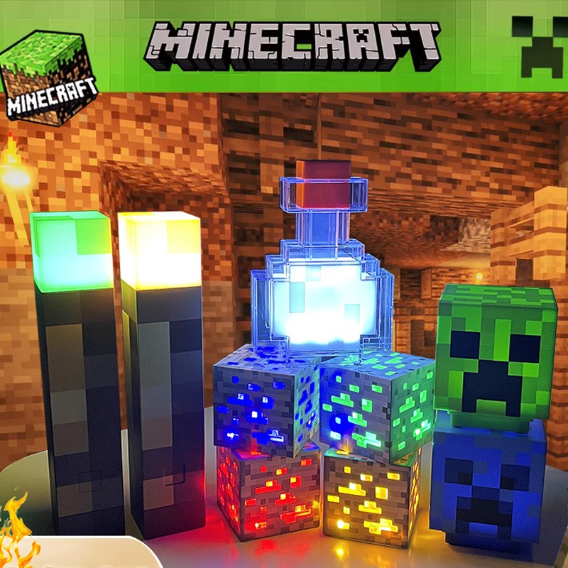 โมเดลขวดไฟ LED รูปการ์ตูนอนิเมะ Minecraft เปลี่ยนสีได้ ของขวัญวันเกิด ของเล่นสําหรับเด็ก