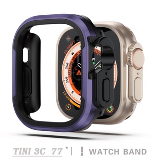 เคสอลูมิเนียมอัลลอยด์ สําหรับ Apple Watch Ultra 49 มม. iWatch Series 8 7 SE 6 5 4 S8 TPU กันชน + กรอบโลหะ iWatch 45 มม. 41 มม. 44 มม. 40 มม.