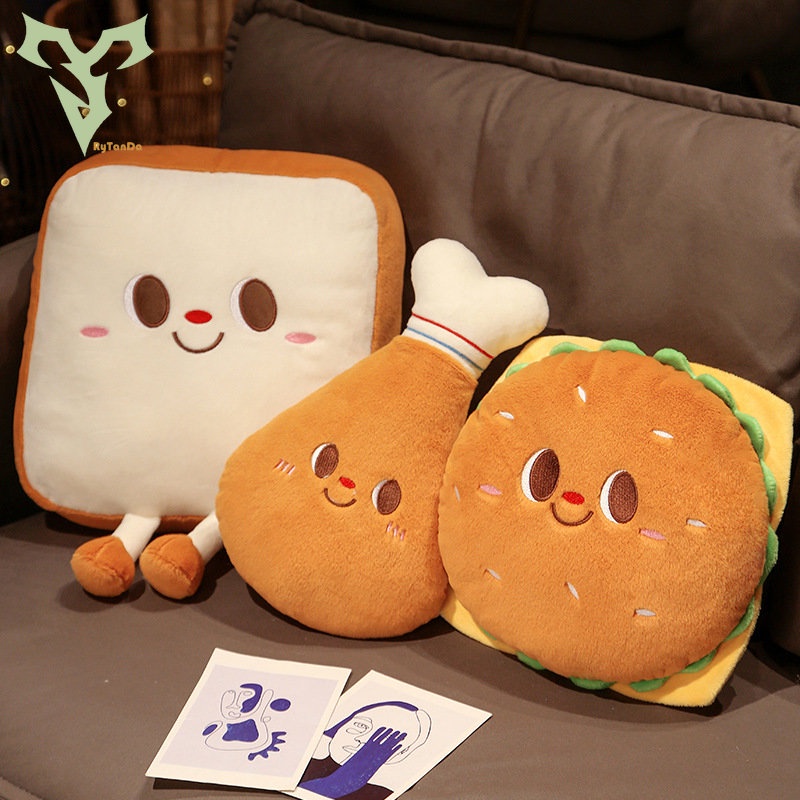 มีสินค้า ใหม่ หมอนตุ๊กตานุ่ม รูปการ์ตูนแฮมเบิร์ก ขนมปังปิ้ง ไก่จําลอง เหมาะกับของขวัญวันเกิด สําหรับเด็กผู้หญิง