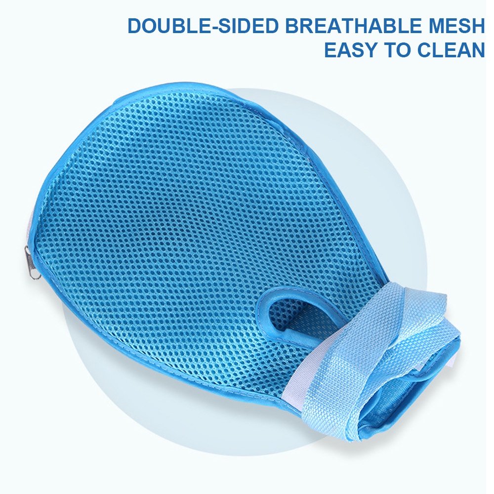 ถุงมือระบายอากาศแบบพลิกกลับได้ ป้องกันการดึง ป้องกันการขีดข่วน ถุงมือผู้ป่วยติดเตียงพร้อมสายรัดเตียง 150 ซม. ในตั - รูปที่ 3