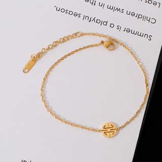 เครื่องประดับ สร้อยข้อมือ สร้อยข้อเท้า เหล็กไทเทเนียม ชุบทอง 18k ทรงกลม สวยหรู เหมาะกับของขวัญ สําหรับผู้หญิง