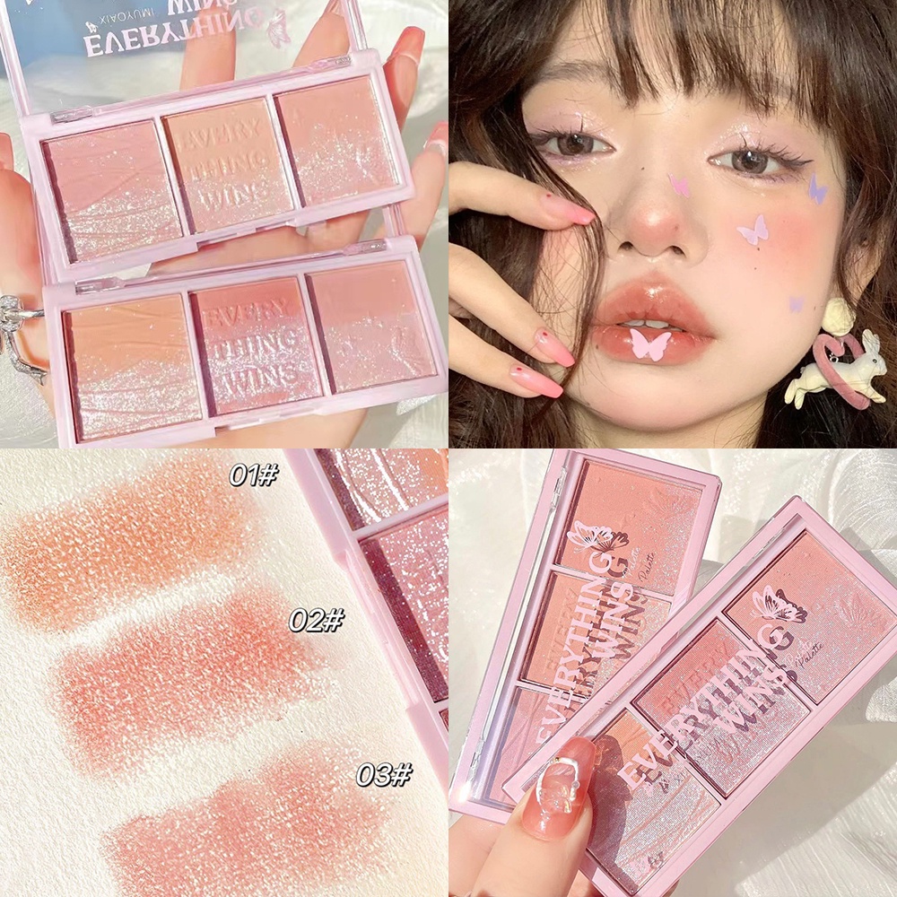 Secret Garden พาเลตต์อายแชโดว์ บลัชออน ไฮไลท์ เนื้อแมตต์ กลิตเตอร์ไล่โทนสี 3 สี สําหรับแต่งหน้า