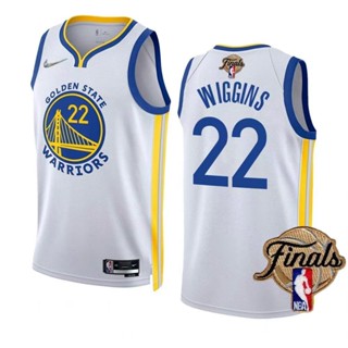 เสื้อกีฬาบาสเก็ตบอล ลายทีม NBA Finals Jersey Golden Warriors สไตล์คลาสสิก สําหรับผู้ชาย #เสื้อกีฬาแขนสั้น ลายทีม Andrew Wiggins Retro Edition City Swingman สีขาว 22 ชิ้น 616763