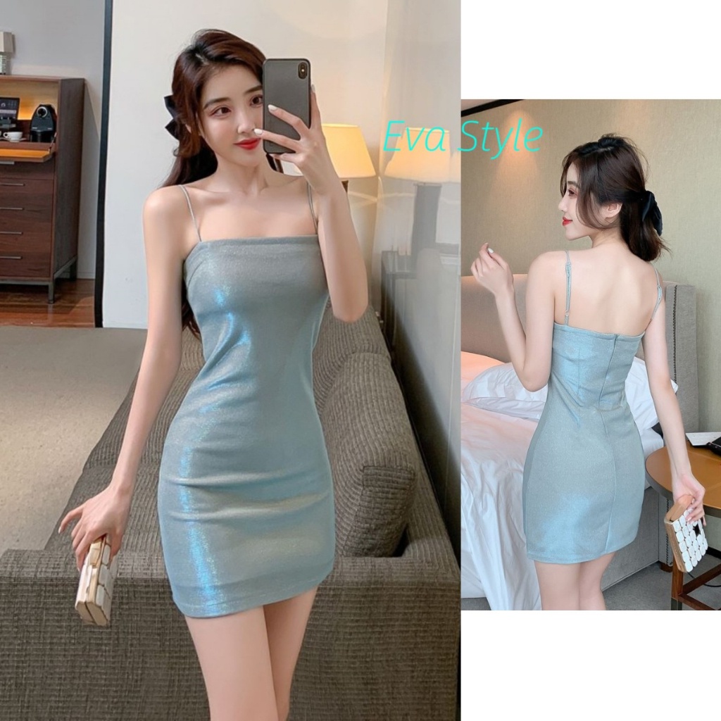 Eva Style เดรส เดรสสายเดี่ยวเซ็กซี่ ฤดูร้อนสาวฮอตสวมใส่และจับคู่และเสื้อผ้าสตรีเซ็กซี่ปิดไหล่ชุดหวานและเผ็ดดิสโก้ชุดหวา