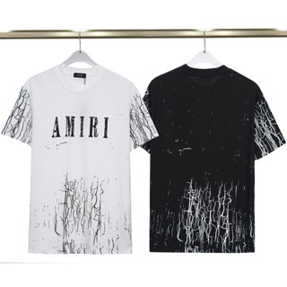 เสื้อยืดแขนสั้น พิมพ์ลายตัวอักษร amiri Starry Sky Splash 4780 แฟชั่นสําหรับผู้ชาย และผู้หญิง