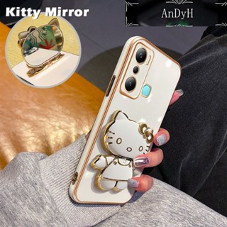 Andyh เคสโทรศัพท์มือถือ แบบกระจก พับได้ ลายการ์ตูน Hello Kitty สําหรับ Infinix Hot 20i