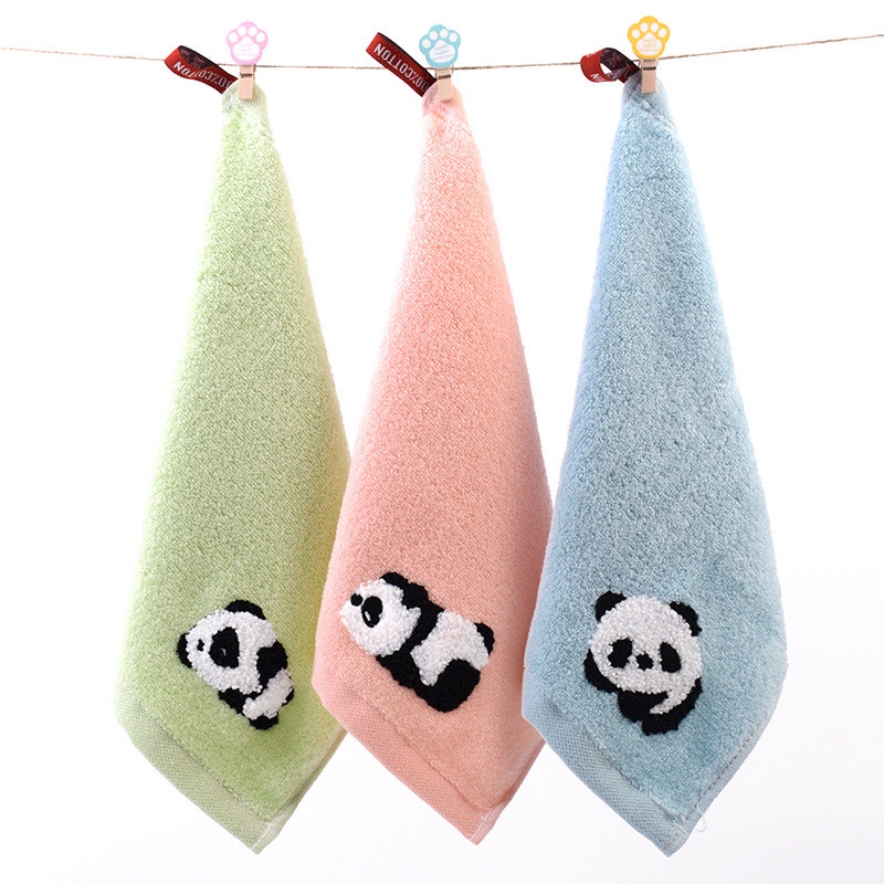 1 ชิ้น 25x25 ซม.การ์ตูน Panda Jacquard ผ้าฝ้ายเด็กทารกผ้าเช็ดตัว Hand Washcloth ดูดซับน้ํานุ่ม