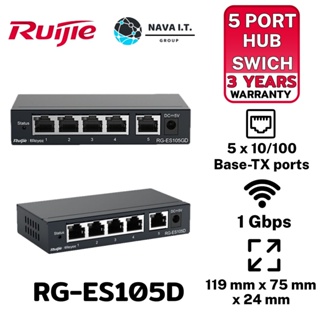 COINSคืน15%⚡FB9JMZV6⚡ RUIJIE RG-ES105D 5-PORT 10/100MBPS DESKTOP UNMANAGED SWITCH รับประกัน 3ปี