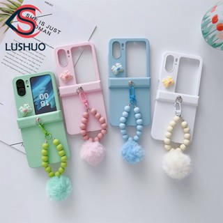 Lushuo เคสโทรศัพท์มือถือ แบบฝาพับ ปิดด้านหลัง ประดับโบว์ 3D น่ารัก พร้อมสายคล้องข้อมือ สําหรับ OPPO Find N2 findn2