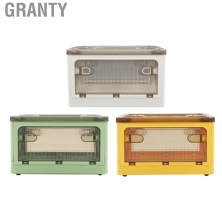 Granty Folding Plastic Storage Bin  Plastic Cloth Storage Bins Groove Design 5 Sided Door Opening with Carrying Handle for Living Room