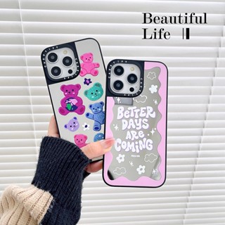 เคสโทรศัพท์มือถือกระจก กันกระแทก ลายหมี สําหรับ IPhone 14 Pro Max 14 13 12Pro 11 X