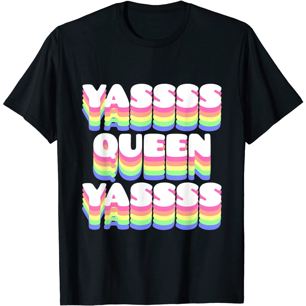 เสื้อยืด oversizeเสื้อยืด พิมพ์ลาย Baju Kaos Ys Queen Yes Gay Sy Meme Queer สําหรับผู้ชาย และผู้หญิง