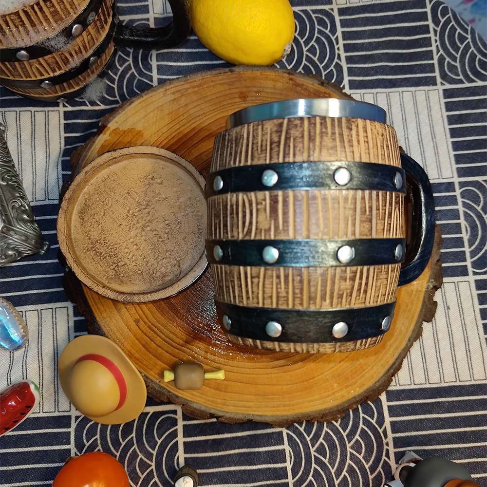 แก้วมัก แก้วไวน์ รูปถังกาแฟ วันพีช ลูฟี่ แฮนด์เมด พร้อมที่จับ 400 มล. สําหรับเพื่อน