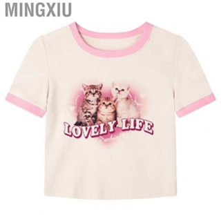 Mingxiu Print T Shirt   Fit Stylish Soft Elegant Short Sleeve Top Cute  for Women for Holiday Party