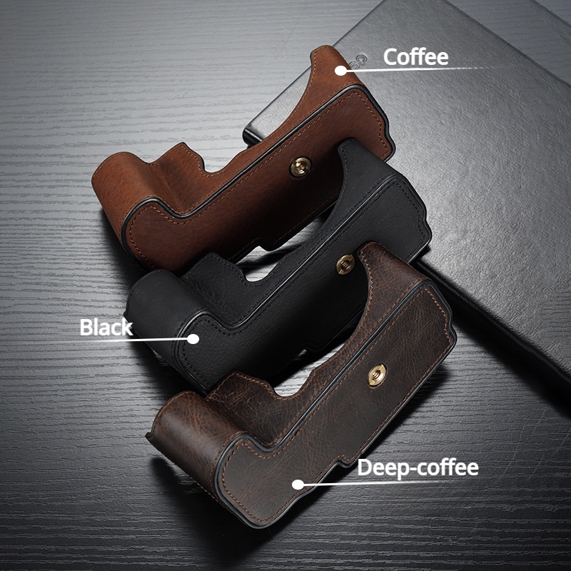 GFX50S กระเป๋ากล้องหนังแท้กระเป๋ากล้องครึ่งสําหรับ Fujifilm GFX50S II GFX50R GFX100S GFX50S