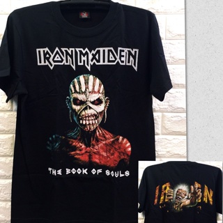 เสื้อยืดแขนสั้น พิมพ์ลายวงร็อค Iron Maiden สีดํา สําหรับผู้หญิง