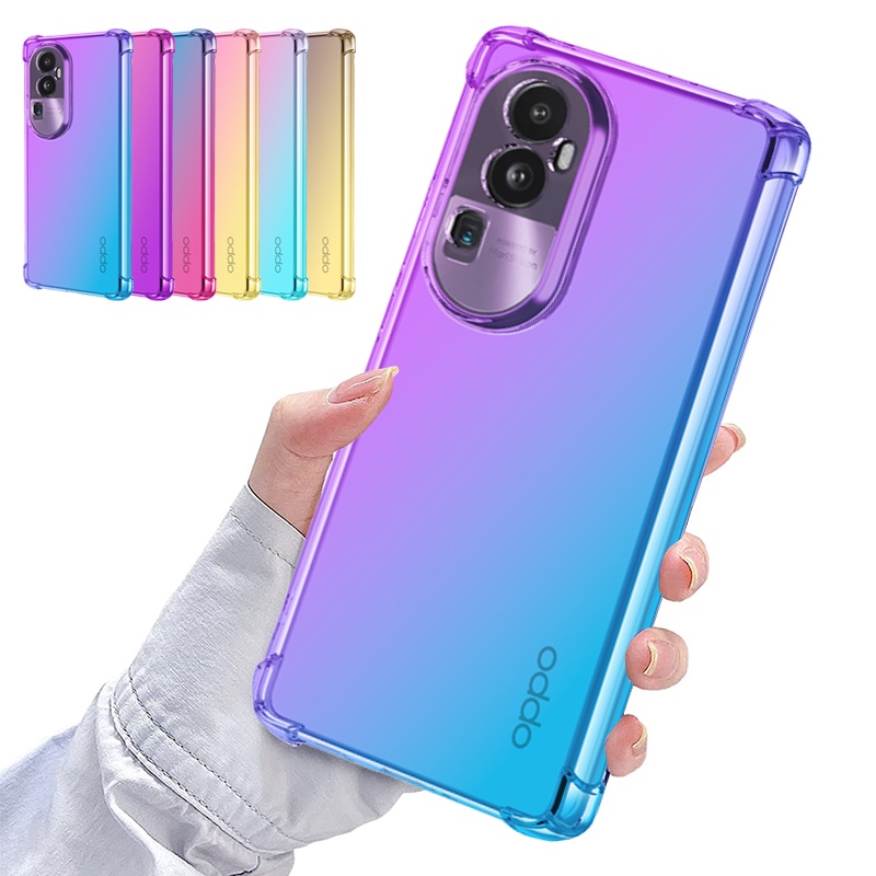 เคสโทรศัพท์มือถือ ซิลิโคนนิ่ม TPU ใส กันกระแทก ไล่โทนสี สําหรับ Oppo Reno 10 Pro Plus Reno10 9pro Reno 8T 5G Reno8 T 4G