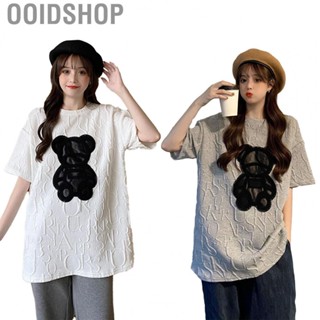 Ooidshop Women Loose T Shirt  Bear Pattern Round Neck Lady Short Sleeve Shirt Soft Fabric Skin Friendly  for Students for Summer