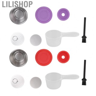 Lilishop Refillable Coffee Capsules  Grade Reusable Coffee Pods with Brush for Office