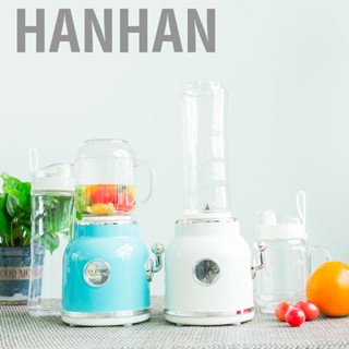 Hanhan Mini Blender with Double Cup Retro Shake and Ice Crush Maker Countertop Juice Blender with Stainless Steel Blades CN Plug