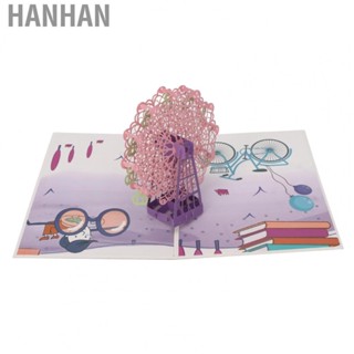 Hanhan 3D Greeting Card  Ferris Wheel 3D Greeting Card Lightweight Delicate Carving Colorful  for Graduation for Travel