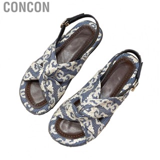 Concon Women Summer Sandals  Casual Flats Sandals Blue Grey Ankle Strap Breathable  for Office