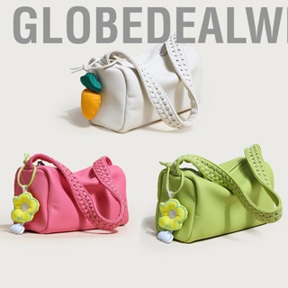 Globedealwin Woman  with Pendant Fashionable Lovely Appearance Bright Pure Color PU Female Shoulder Bag