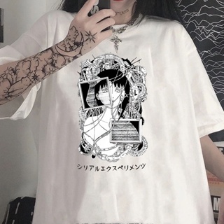 เสื้อยืด ผ้าฝ้าย พิมพ์ลายอนิเมะ Serial Experiments Lain Art Aesthetic Iwakura Weeb Sci Fi ขนาดใหญ่ สําหรับผู้ชาย