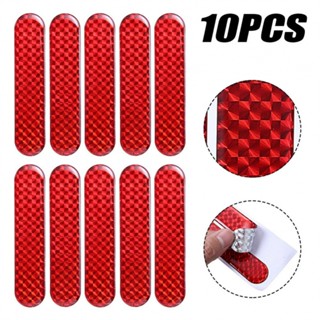 ⚡READYSTOCK⚡Car Sticker 10.6x2.3cm 10pcs Bumper Car Door PET Red Reflective Reflector