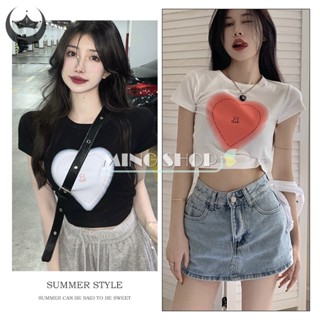 Ming Summer Love เสื้อยืดลําลอง คอกลม แขนสั้น พิมพ์ลาย สําหรับสตรี TH