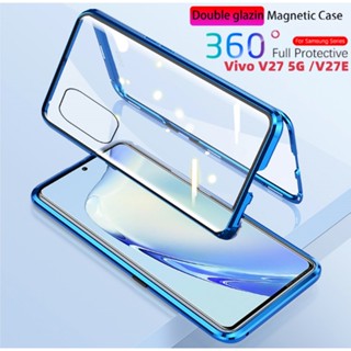 เคสป้องกันโทรศัพท์มือถือ แบบฝาพับสองด้าน โลหะ สําหรับ vivo V27 5G V 27 5G VivoV27 5G