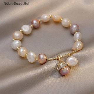 [NobleBeautiful] สร้อยข้อมือ ประดับไข่มุกธรรมชาติ สไตล์บาร็อค สําหรับนักเรียน ปาร์ตี้ ของขวัญ เครื่องประดับ [TH]