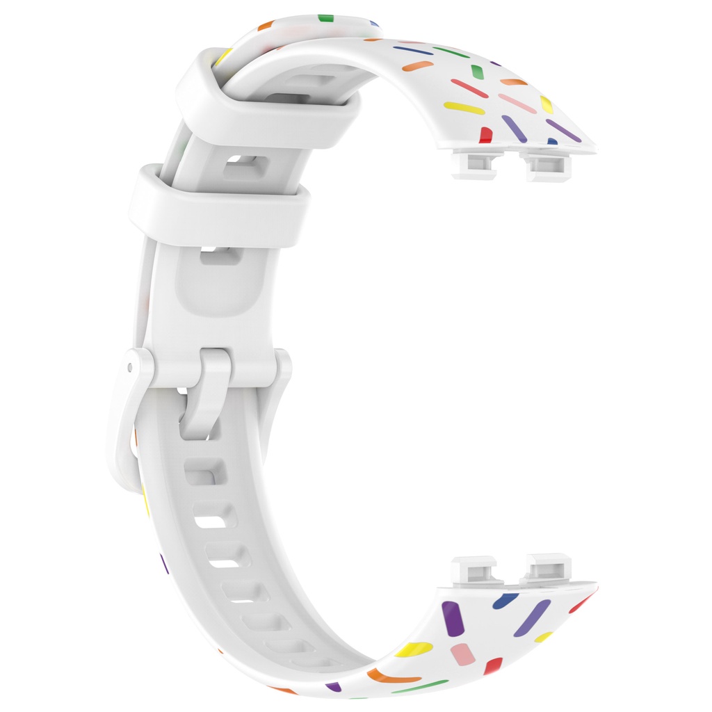 สําหรับ Huawei Band 7 / 8 / 9 เคสป้องกันหน้าจอกระจกนิรภัย / สายซิลิโคน พิมพ์ลาย สายรัดข้อมือสมาร์ทวอทช์