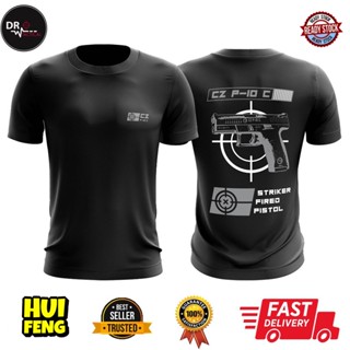 Tactical พร้อมส่ง เสื้อยืดคอกลม แขนสั้น ผ้าไมโครไฟเบอร์ ลายตาไก่ baju Cz P10 C dewasa สําหรับทุกเพศ