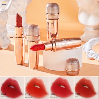 Xroland Cool Microphone Embossed Lipstick ไม่ใช่เรื่องง่ายที่จะถอดแต่งหน้าติดทนนานไม่ติดถ้วย Matte Moisturizing Lip Glaze Creative Lip Makeup 【doom】