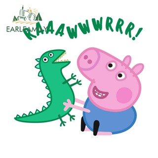 Earlfamily สติกเกอร์ Peppa George Dino 13 ซม. x 12.1 ซม. สําหรับติดตกแต่งกระจกรถยนต์ หมวกกันน็อค