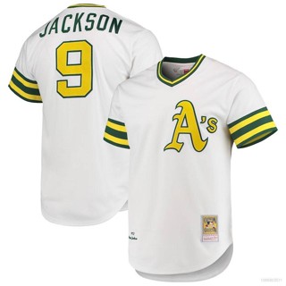 เสื้อกีฬาเบสบอล ทรงหลวม พลัสไซซ์ ลาย MLB Oakland Athletics Reggie Jackson Jersey