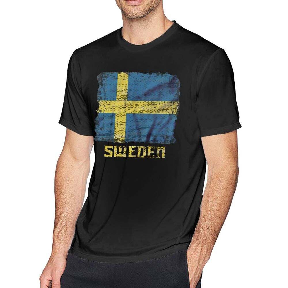 เสื้อยืดผู้ชาย MENGXUE Sweden Pride Sweden ธงสวีเดน Heritage power Sport Top cotton Mens เสื้อยืด Bi