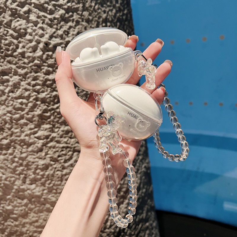 【พร้อมส่ง】เคสโทรศัพท์มือถือ Pc นิ่ม แบบใส ลายการ์ตูน พร้อมพวงกุญแจ สําหรับ Huawei FreeBuds 3 4 4i 5i Pro Pro 2 SE
