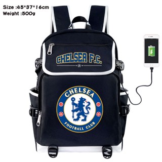 Chelsea FC Real Madrid CF กระเป๋าเป้สะพายหลัง กระเป๋านักเรียน ผ้าแคนวาส มีซิป พอร์ตชาร์จ Usb ความจุขนาดใหญ่ สําหรับเด็กผู้ชาย และผู้หญิง