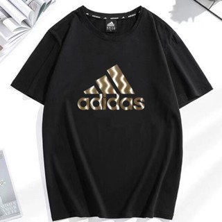 Adidas ของแท้ 100% เสื้อยืดคอกลม แขนสั้น พิมพ์ลายโลโก้ สําหรับผู้ชาย