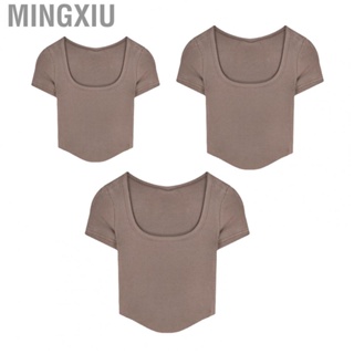 Mingxiu Short Sleeve  Fit Tops  Three Dimensional Cutting Polyester Casual T Shirt for Women Party
