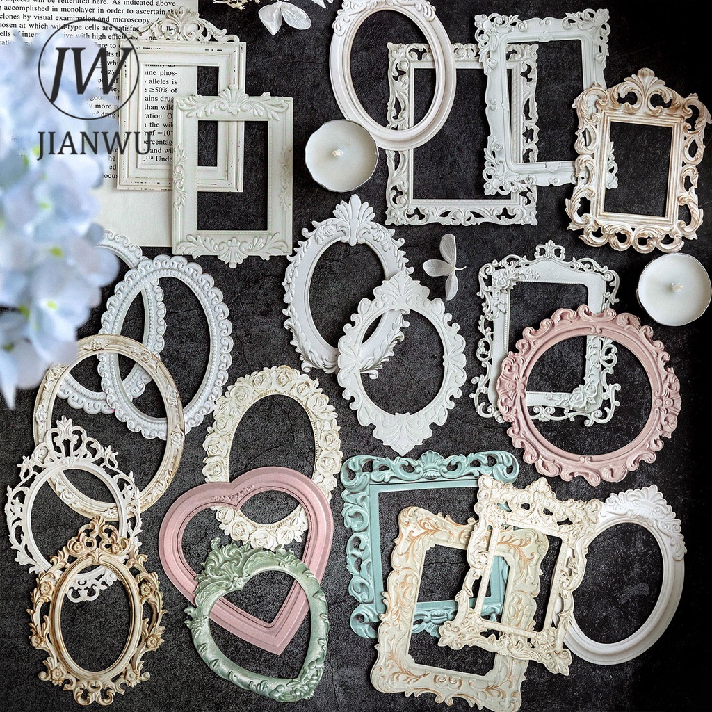 Jianwu แผ่นกระดาษ ลายนูน ฉลุลาย สไตล์วินเทจ โรแมนติก สําหรับตกแต่งเครื่องเขียน DIY 10 แผ่น